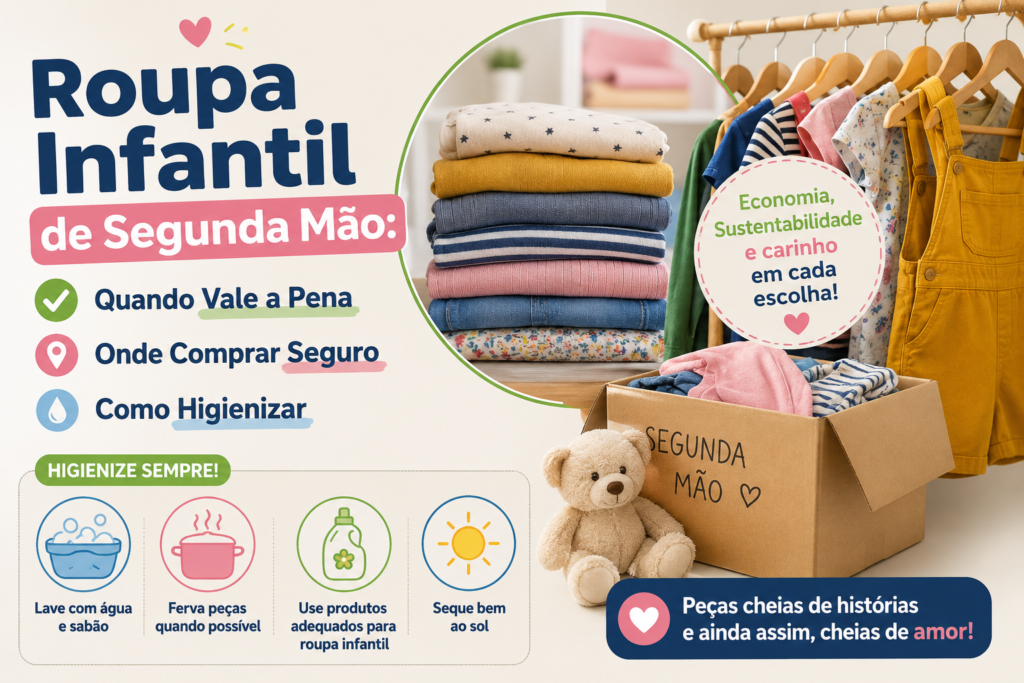 A imagem apresenta um material informativo sobre alergias de pele causadas por roupas infantis, destacando os tecidos que devem ser evitados e o processo de avaliação realizado pela Pirilampo. No centro, uma criança aparece coçando o braço, enquanto, ao lado, uma peça de roupa recebe um selo de aprovação após testes de maciez, respirabilidade, características hipoalergênicas e segurança.

Na parte inferior, a arte mostra exemplos de tecidos que podem provocar irritações, como poliéster, lã, materiais sintéticos e peças com tingimento inadequado, além das etapas de análise, lavagem e verificação de qualidade. A mensagem final reforça a importância de oferecer mais conforto, proteção e liberdade para as crianças.


